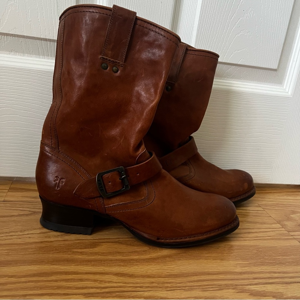 Frye Chestnut Leather Buckle Boots women’s size 9 - Picture 14 of 14